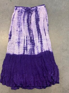 Kaau Purple Tie Dye Maxi Skirt with Drawing